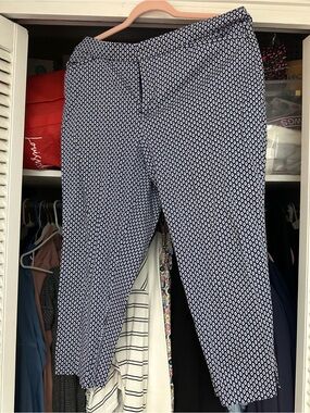 Coldwater Creek Navy and White Printed Pants